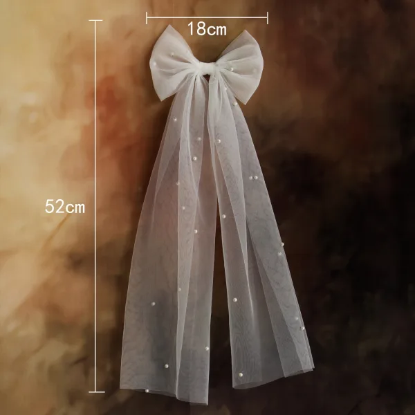 Lovely White Pearl Bow Wedding Veils 2026
