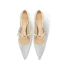 Charmant Argenté Paillettes Perle Noeud Chaussure De Mariée 2023 Cuir 6 cm Talons Aiguilles À Bout Pointu Mariage Escarpins Talons Hauts