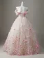 Blumenfee Rosa Perle Applikationen Ballkleider 2026 Ballkleid Off Shoulder Kurze Ärmel Rückenfreies Lange Festliche Kleider