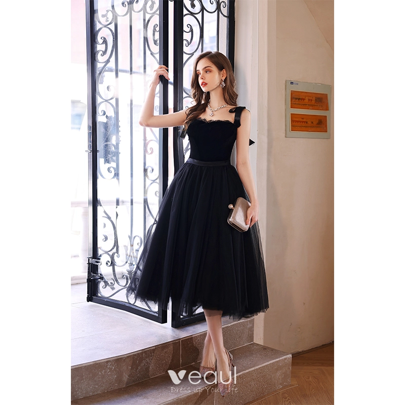 slim fit dress slacks Berylove Women Tulle Little Black Dress Ruched A Line Cap Sleeves Graduation Dress, Black / US16 main image 0