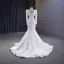 Luxe Charmant Blanche Appliques Fait main Perlage Robe De Mariée Trompette / Sirène 2023 Encolure Dégagée Manches Longues Dos Nu Train De Balayage Mariage