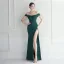 Chic / Beautiful White Split Front Evening Dresses 2024 Trumpet / Mermaid Off-The-Shoulder Sleeveless Backless Floor-Length / Long Evening Party Formal Dresses