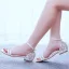 Sexy Blanche Faux Diamant Chaussure De Mariée 2023 Bride Cheville Talon Bas Peep Toes / Bout Ouvert Mariage Sandales Talons Hauts