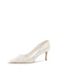Charmant Blanche Perlage Satin Chaussure De Mariée 2024 8 cm Talons Aiguilles À Bout Pointu Mariage Escarpins Talons Hauts