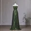 Vintage / Retro Dark Green Sequins Evening Dresses  2026 A-Line / Princess Strapless Sleeveless Backless