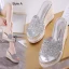 Fashion Bling Bling Silver Rhinestone Sequins Street Wear Summer Womens Sandals 2023 10 cm Wedges Open / Peep Toe Sandals