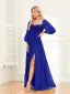 Chic / Beautiful Dark Green Sequins Split Front Evening Dresses 2024 A-Line / Princess Off-The-Shoulder Short Sleeve Backless Floor-Length / Long Evening Party Formal Dresses