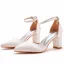 Chic / Belle Blanche Promo Sandales Femme 2023 Bride Cheville 7 cm Talons Épais À Bout Pointu Sandales Talons Hauts