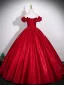 Elegant Burgundy Flower Satin Prom Dresses 2026 Ball Gown Sleeveless Backless Floor-Length / Long Prom Formal Dresses