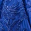 Luxe Bleu Roi Perlage Perle Paillettes En Dentelle Fleur Volants en Cascade Robe De Bal 2022 Robe Boule Encolure Dégagée Manches Longues Longue Promo Robe De Ceremonie