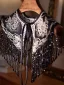 Vintage / Retro Black Lace Flower Beading Tassel Prom shawl 2025