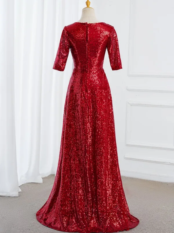 Vintage / Originale Bleu Roi Paillettes Robe De Bal 2025 Trompette / Sirène V-Cou Manches Courtes Longue Promo Robe De Ceremonie