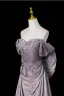 Scintillantes Sexy Violet Perlage Paillettes Robe De Bal 2025 Trompette / Sirène De l'épaule Manches Courtes Dos Nu Noeud Longue Promo Robe De Ceremonie