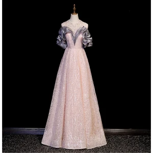 Haut De Gamme Charmant Rougissant Rose Perlage Paillettes Robe De Bal 2023 Princesse Encolure Dégagée Sans Manches Dos Nu Longue Robe De Ceremonie