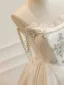 Amazing / Unique Crystal Ivory Satin Wedding Dresses 2025 A-Line / Princess U-Neck Beading Crossed Straps Sweep Train Sleeveless