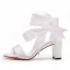 Elegante Ivoor Enkelband Strik Gala Sandalen Dames Hoge Hakken 2023 7 cm Dikke Hak Peep Toe Sandalen