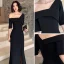Sexy Black Evening Dresses 2022 A-Line / Princess One-Shoulder Short Sleeve Split Front Floor-Length / Long Evening Party Formal Dresses