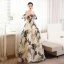 Fashion Champagne A-Line / Princess Prom Dresses 2023 Off-The-Shoulder Short Sleeve Backless Floor-Length / Long Prom Formal Dresses