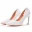 Elegant White Pearl Lace Flower Wedding Shoes 2022 9 cm Stiletto Heels Pointed Toe Wedding Pumps High Heels