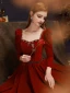 Elegant Burgundy Beading Rhinestone Prom Dresses 2023 A-Line / Princess Square Neckline 3/4 Sleeve Backless Bow Floor-Length / Long Prom Formal Dresses