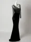 Sexy Black Sequins Evening Dresses 2026 Trumpet / Mermaid V-Neck Long Sleeve Floor-Length / Long Formal Dresses