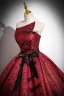 Vintage / Retro Glitter Burgundy Prom Dresses 2023 Ball Gown Strapless Sleeveless Backless Bow Sash Floor-Length / Long Prom Formal Dresses