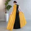 Chinese style Black Gold Lace Flower Evening Party Cheongsam 2025 Trumpet / Mermaid High Neck Cap Sleeves Floor-Length / Long Cheongsam / Qipao