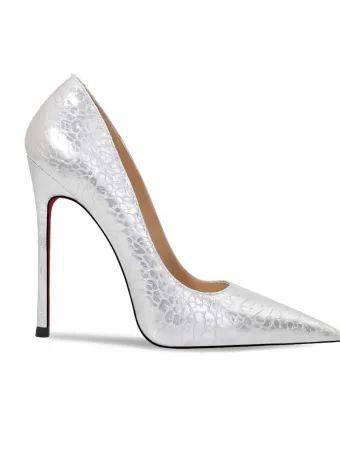 Unusual Silver Snakeskin Print Red Sole Evening Party Pumps 2026 Leather 12 Cm Stiletto Heels Pointed Toe Pumps High Heels