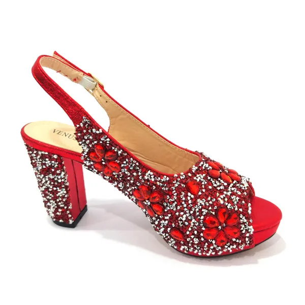Sparkly Pool Blue Rhinestone Evening Party Clutch Bags Womens Sandals 2023 9 cm Thick Heels Open / Peep Toe Sandals High Heels Clutch Bags