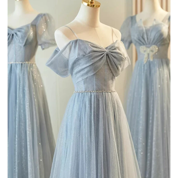 Chic / Belle Gris Perlage Faux Diamant Paillettes Robe Demoiselle D'honneur 2023 Princesse Encolure Carrée Manches Courtes Dos Nu Longue