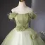 Elegant Sage Green Appliques Ball Gown Prom Dresses 2024 Strapless Sleeveless Backless Floor-Length / Long Prom Formal Dresses