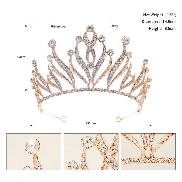 Uroczy Złote Rhinestone Ślub Tiara Ozdoby Do Włosów Ślubne 2023