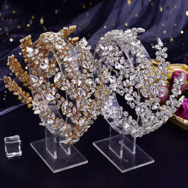 Uroczy Złote Rhinestone Stop Ozdoby Do Włosów Ślubne 2023 Ślub