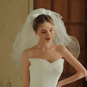 Elegant White Pearl Bridal Wedding Veils 2025 0 5 M Tulle