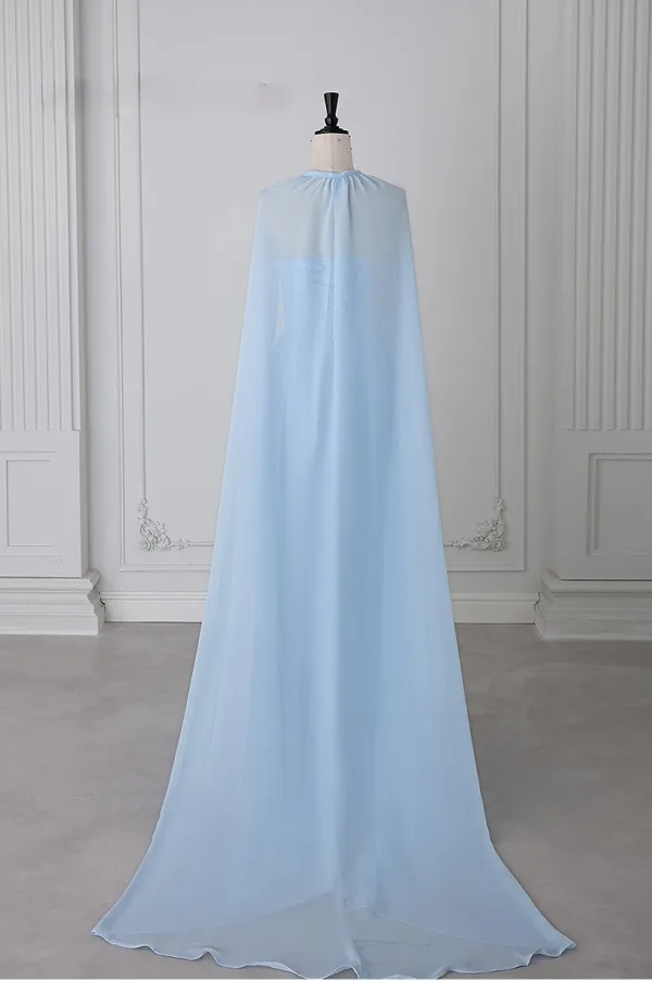 Charming Sky Blue Prom Dresses 2025 A-Line / Princess Strapless Sleeveless Backless Floor-Length / Long Prom Formal Dresses