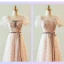 Chic / Belle Rougissant Rose Robe Demoiselle D'honneur 2023 Princesse Encolure Carrée Manches Courtes Dos Nu Noeud Ceinture Longue Robe Demoiselle D'honneur