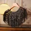 Vintage / Originale Noire Fait main Perlage Gland En Dentelle châle 2025