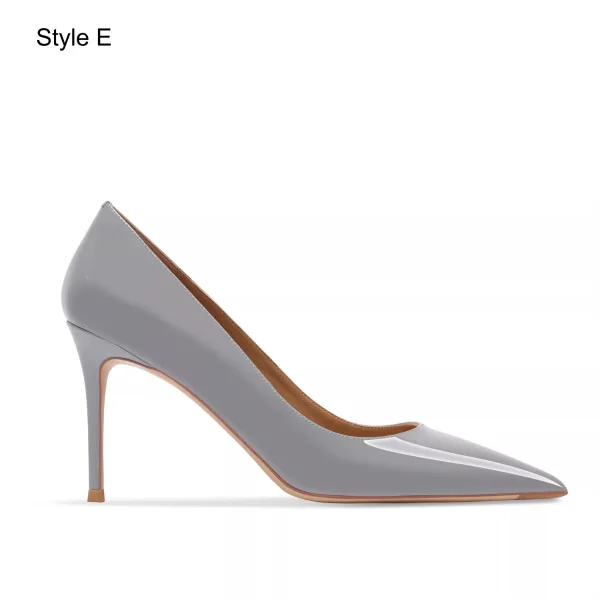Schöne Nude Handgefertigt Lackleder Ball Pumps 2024 Leder 8 cm Stilettos Spitzschuh Pumps Hochhackige