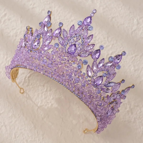 Sjarmerende Rødmende Rosa Rhinestone Legering Bryllup Krone Har Tilbehor 2024