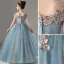 Fashion Sky Blue Beading Sequins Flower Girl Dresses 2022 Birthday Ball Gown Scoop Neck Sleeveless Backless Floor-Length / Long