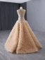 High-end Gold Rhinestone Sequins Pleated Prom Dresses 2024 A-Line / Princess High Neck Sleeveless Floor-Length / Long Prom Formal Dresses