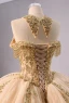 Luxury / Gorgeous Gold Handmade  Beading Sequins Pearl Tassel Prom Dresses 2024 Ball Gown High Neck Sleeveless Chapel Train Prom Formal Dresses