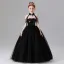 Chic / Beautiful Sky Blue Beading Tassel Sequins Birthday Flower Girl Dresses 2025 Ball Gown High Neck Sleeveless Floor-Length / Long