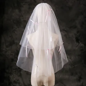Simple Blanche Noeud Voile De Mariée 2025 Tulle
