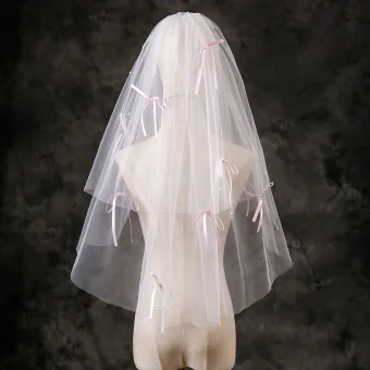 Modest Simple White Bow Wedding Veils 2025 Tulle