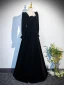 Vintage / Retro Black Winter Prom Dresses 2024 A-Line / Princess Square Neckline Long Sleeve Backless Floor-Length / Long Prom Formal Dresses