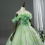 Fée Des Fleurs Vert Cendré Perlage Appliques Paillettes Robe De Bal 2026 Robe Boule De l'épaule Manches Courtes Dos Nu