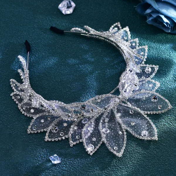 Chic / Belle Blanche Faux Diamant Tulle Accessoire Cheveux Mariage 2024 Alliage Mariage