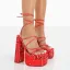 Roman Summer Red Street Wear Womens Sandals 2022 Ankle Strap 14 cm Thick Heels Open / Peep Toe Sandals High Heels