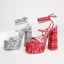 Roman Summer Red Street Wear Womens Sandals 2022 Ankle Strap 14 cm Thick Heels Open / Peep Toe Sandals High Heels